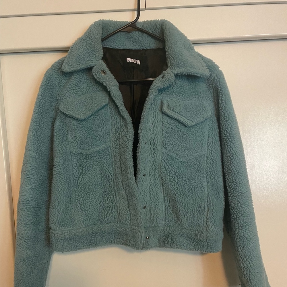 Reformation Shearling Turquoise jacket